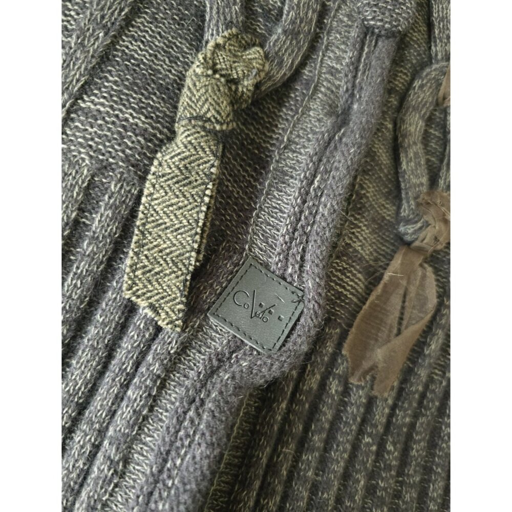 Covelo Wool Angora Rabbit Silk Cotton Cable Knit Mock Neck Cardigan Sweater M - Picture 10 of 15